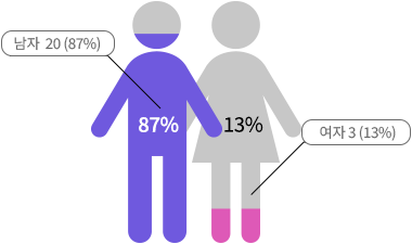  20(87%),  3(13%)